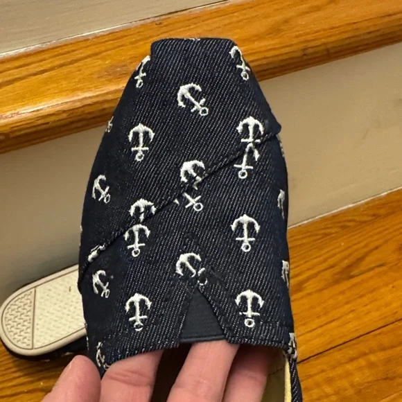 Toms Dark Blue Nautical Anchor Flats Slip-Ons - Picture 7 of 7